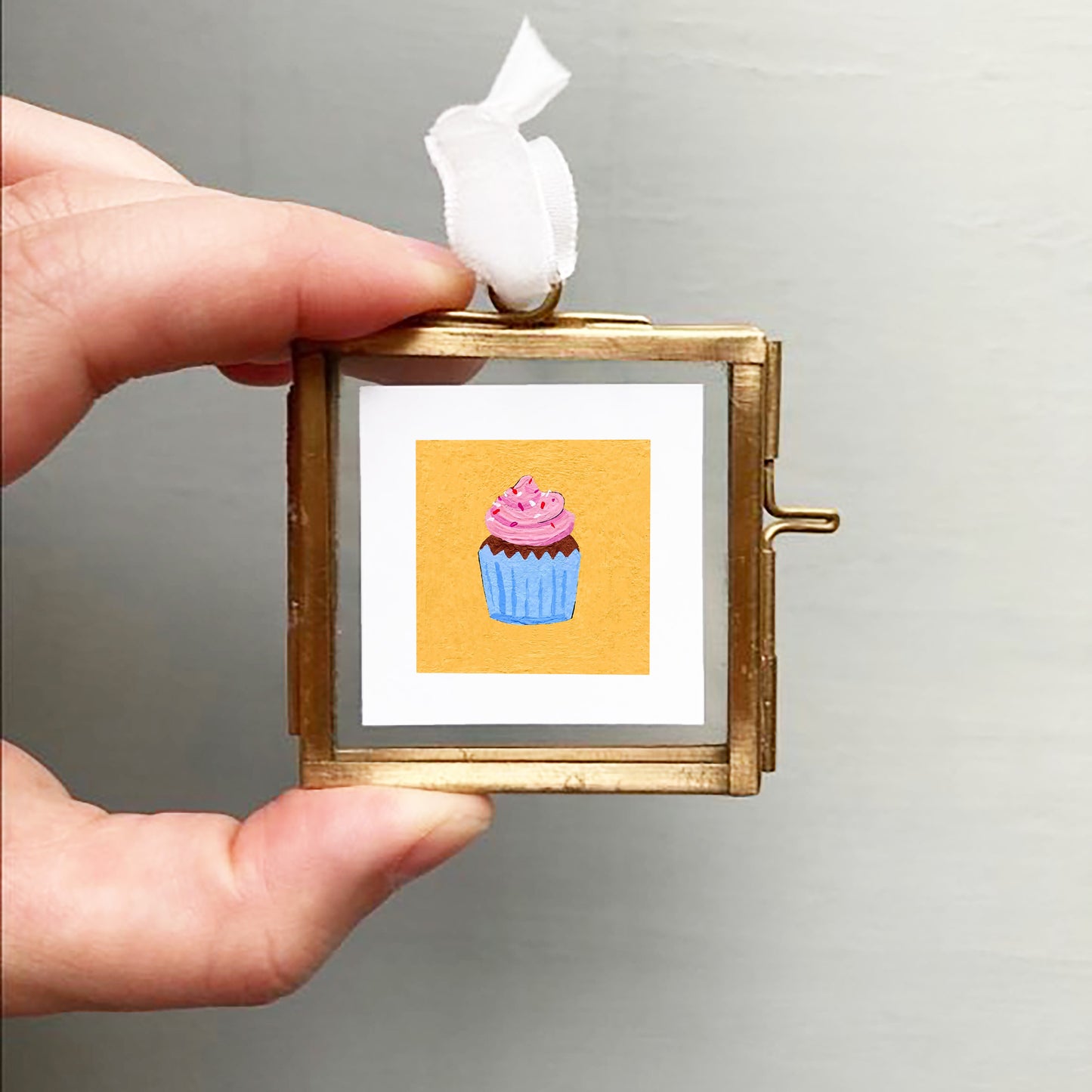 ORIGINAL Mini 1" Cupcake Gouache Original Painting