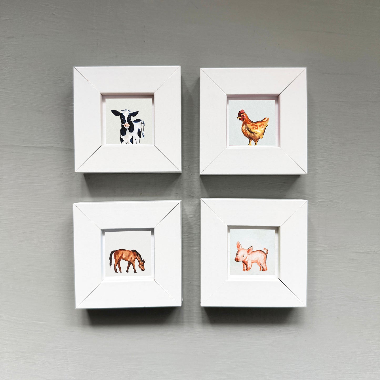 Set of 4 Tiny Farm Animal Prints