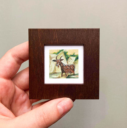 Mini 1" Garbage Goat Spokane Gouache Print