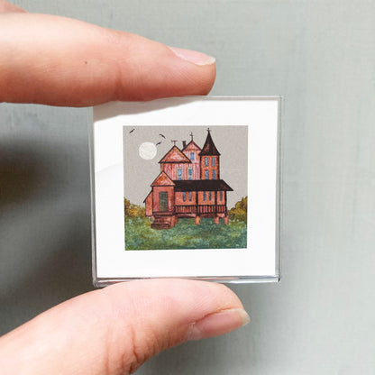 Mini 1" Haunted House Watercolor Print