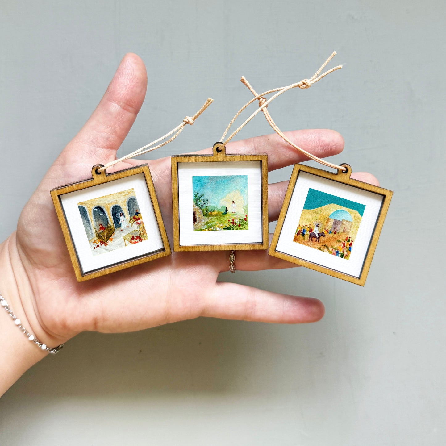 Miniature Easter Holy Week Art Prints Set of 8 - Tiny Watercolor 1-Inch Mini Wall Decor