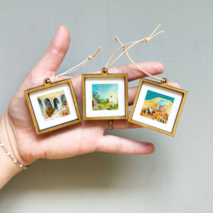 Miniature Easter Holy Week Art Prints Set of 8 - Tiny Watercolor 1-Inch Mini Wall Decor