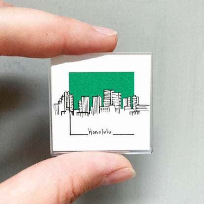 Mini Honolulu, Hawaii 1.5" Watercolor and Ink Art PRINT