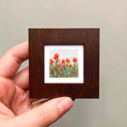 Mini 1" Indian Paintbrush Flower Gouache Print