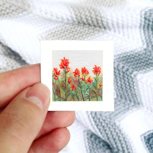 Mini 1" Indian Paintbrush Flower Gouache Print