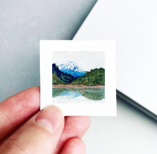 Mini 1" Mountain Lake Gouache Print