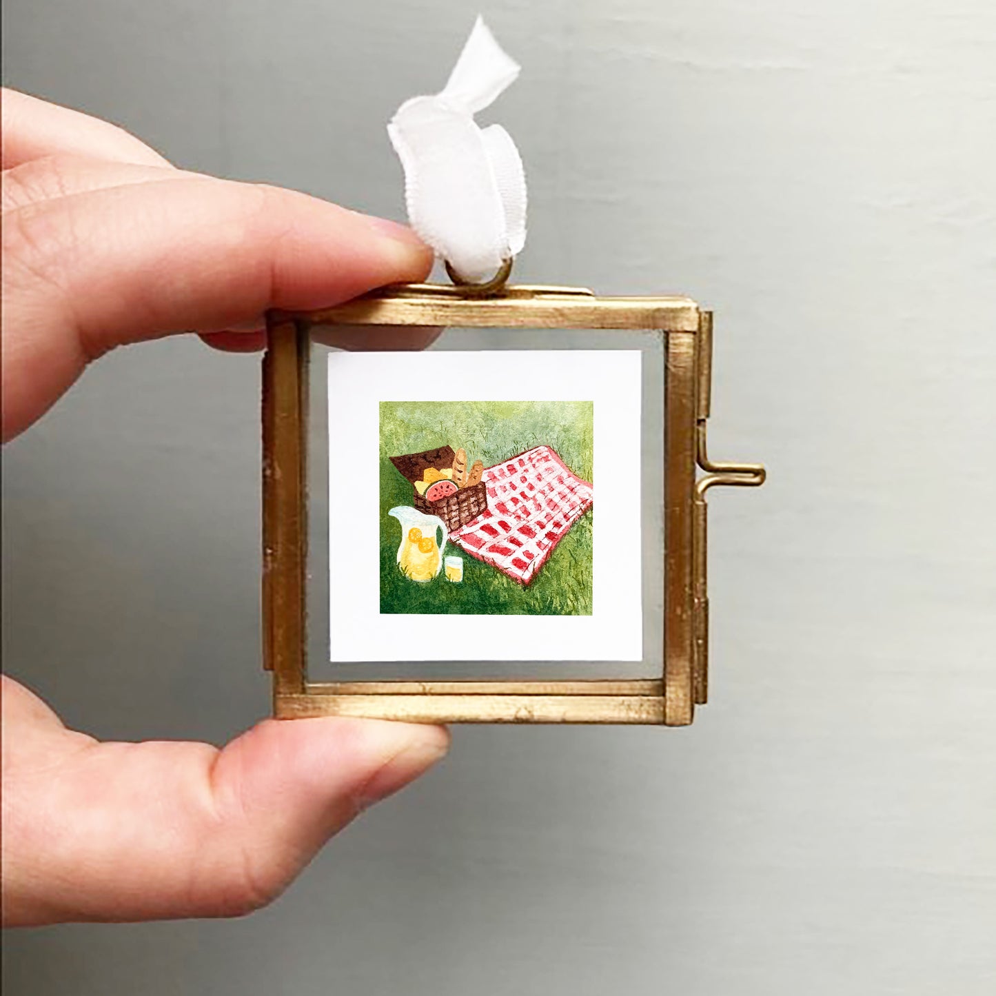 Mini 1" Picnic Basket Watercolor Print