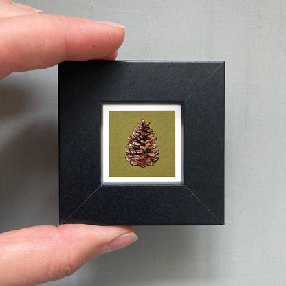 Mini 1" Pinecone Gouache Print
