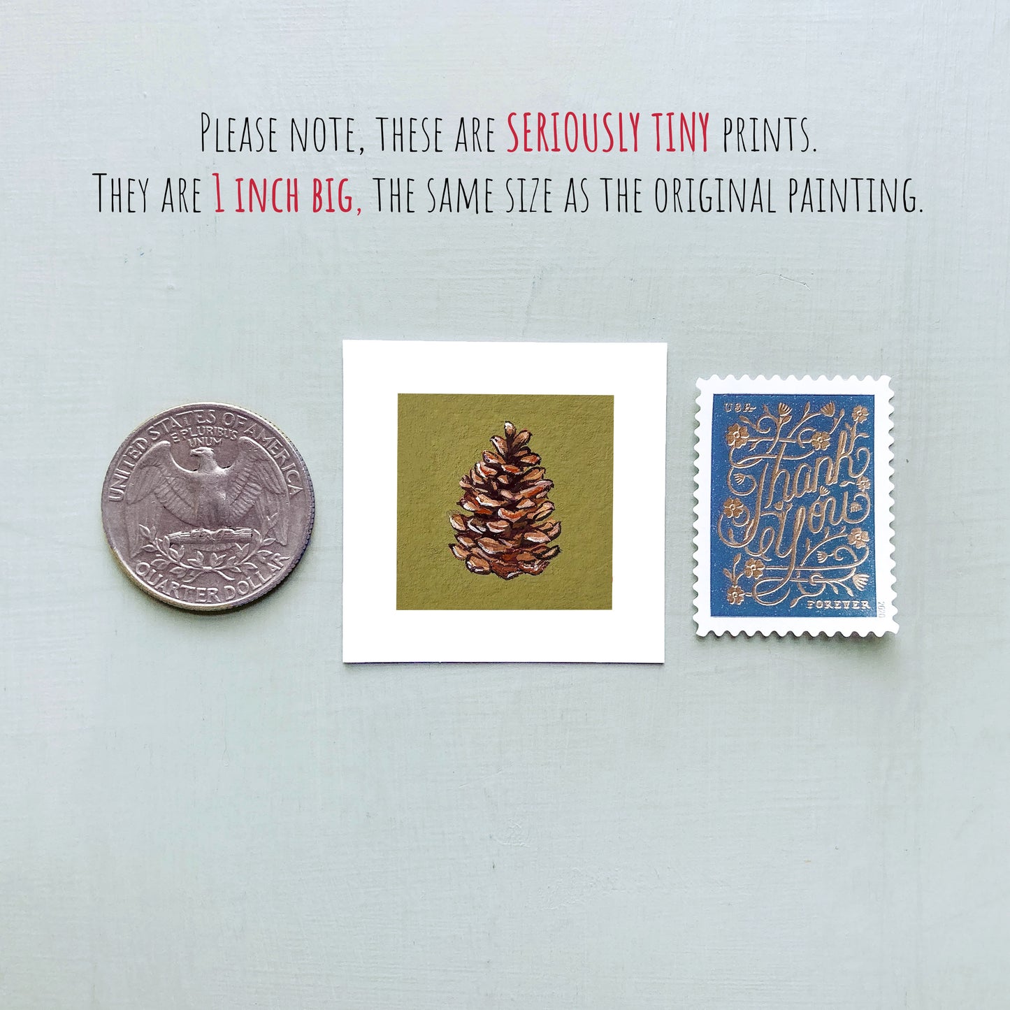 Mini 1" Pinecone Gouache Print