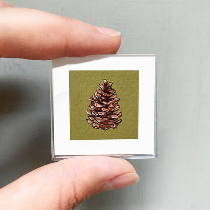 Mini 1" Pinecone Gouache Print