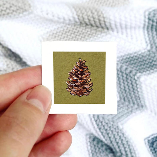 Mini 1" Pinecone Gouache Print