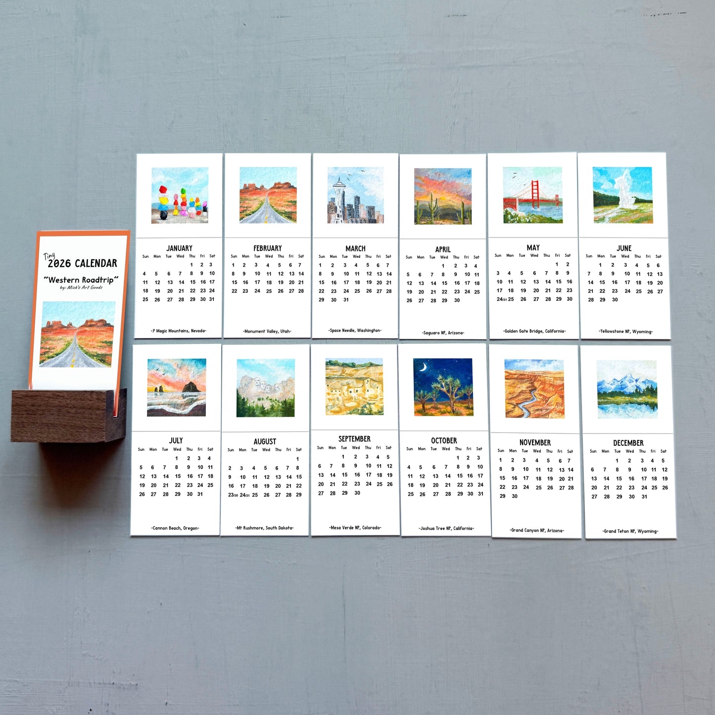 Mini 2026 Desk Calendars