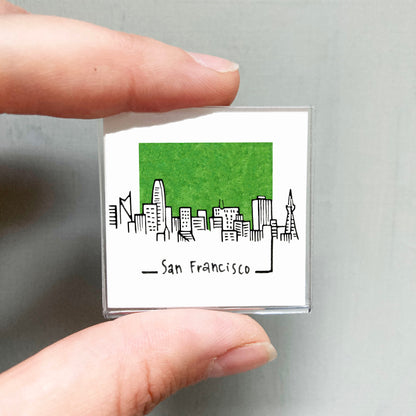 Mini San Francisco, California 1.5" Watercolor and Ink Art PRINT