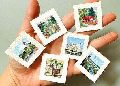 Mini 1" Parkade Spokane Gouache Print