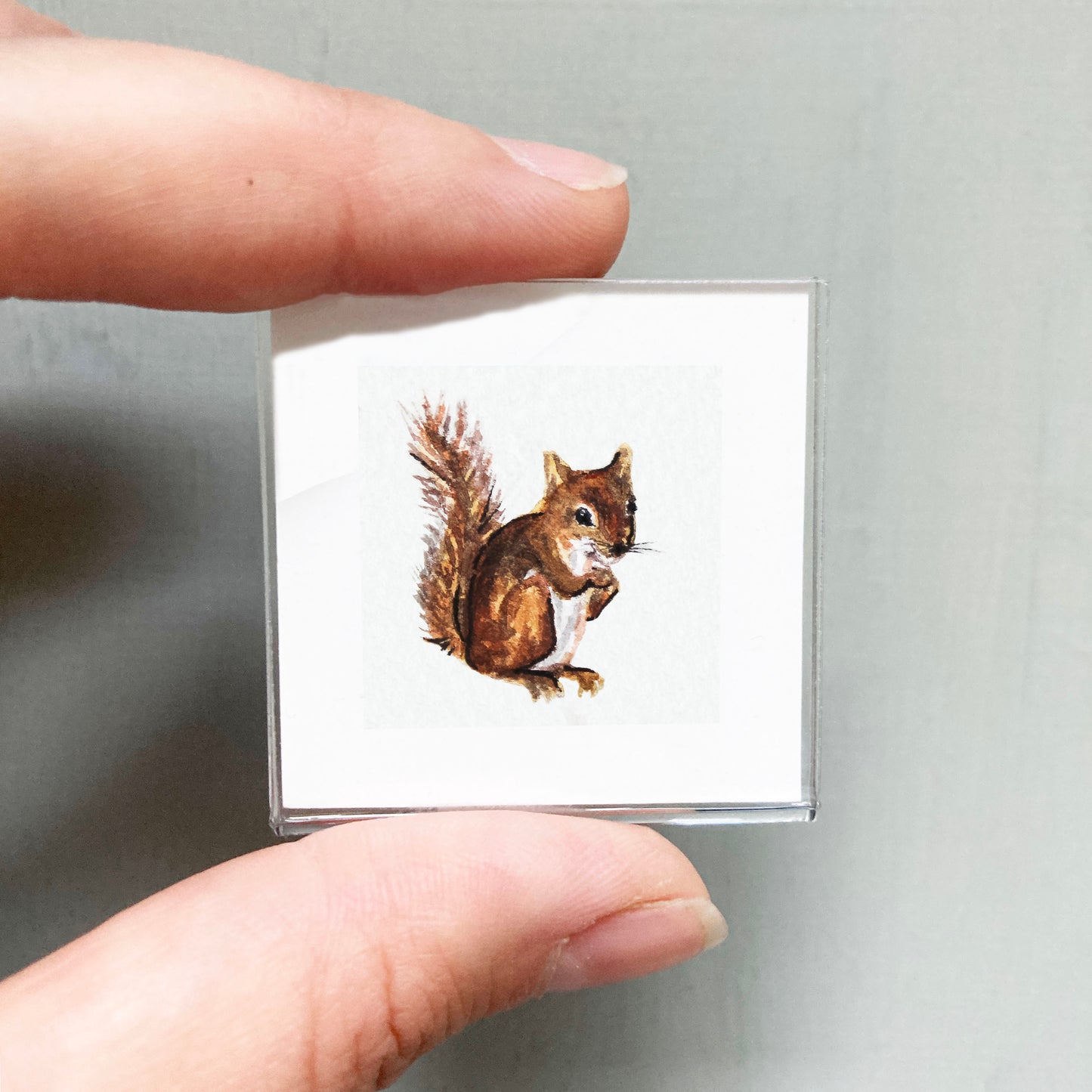 Mini 1" Squirrel Watercolor Print