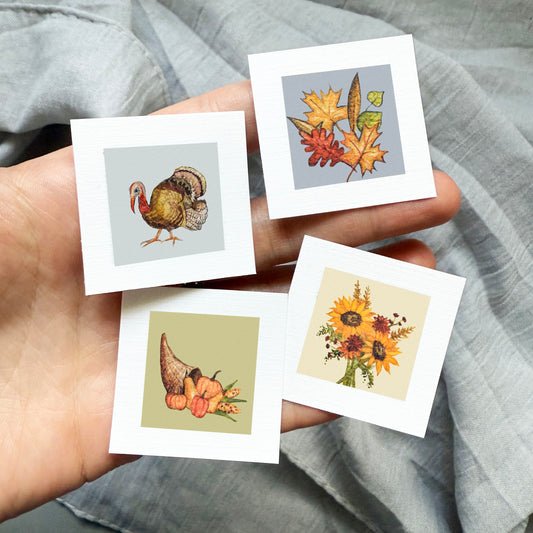 Set of 4 Tiny Thanksgiving Prints