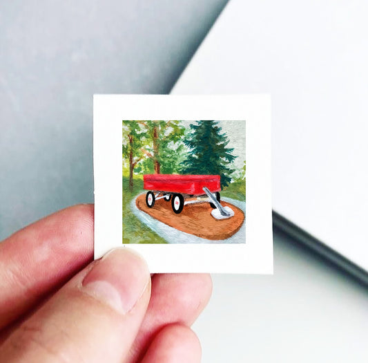 Mini 1" Radio Flyer Wagon Spokane Gouache Print
