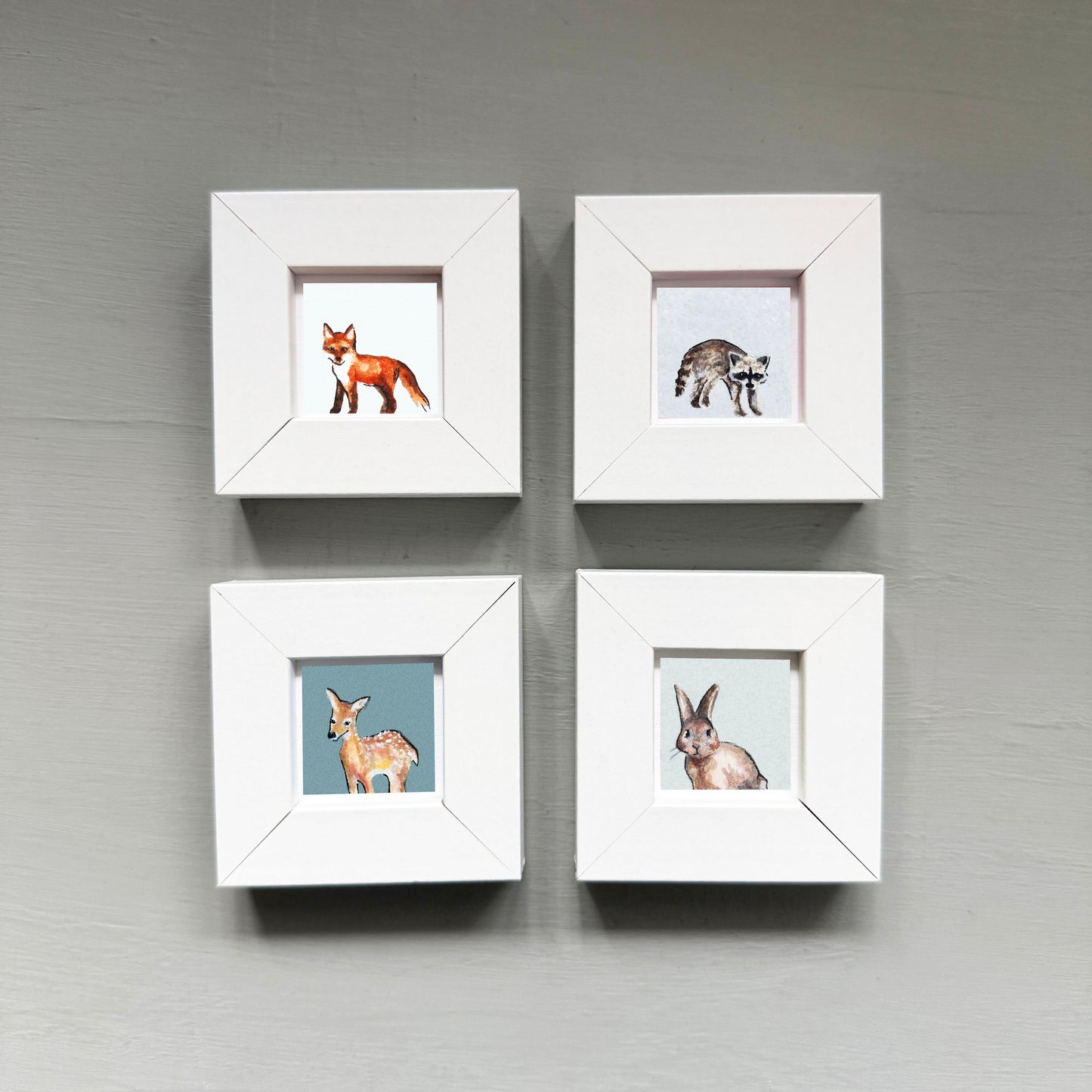 Set of 4 Tiny Woodland Animal Prints