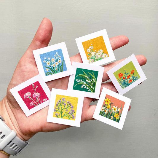 Mini 1" Birth Flowers Gouache Art PRINTS