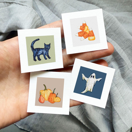 Set of 4 Tiny Halloween Prints