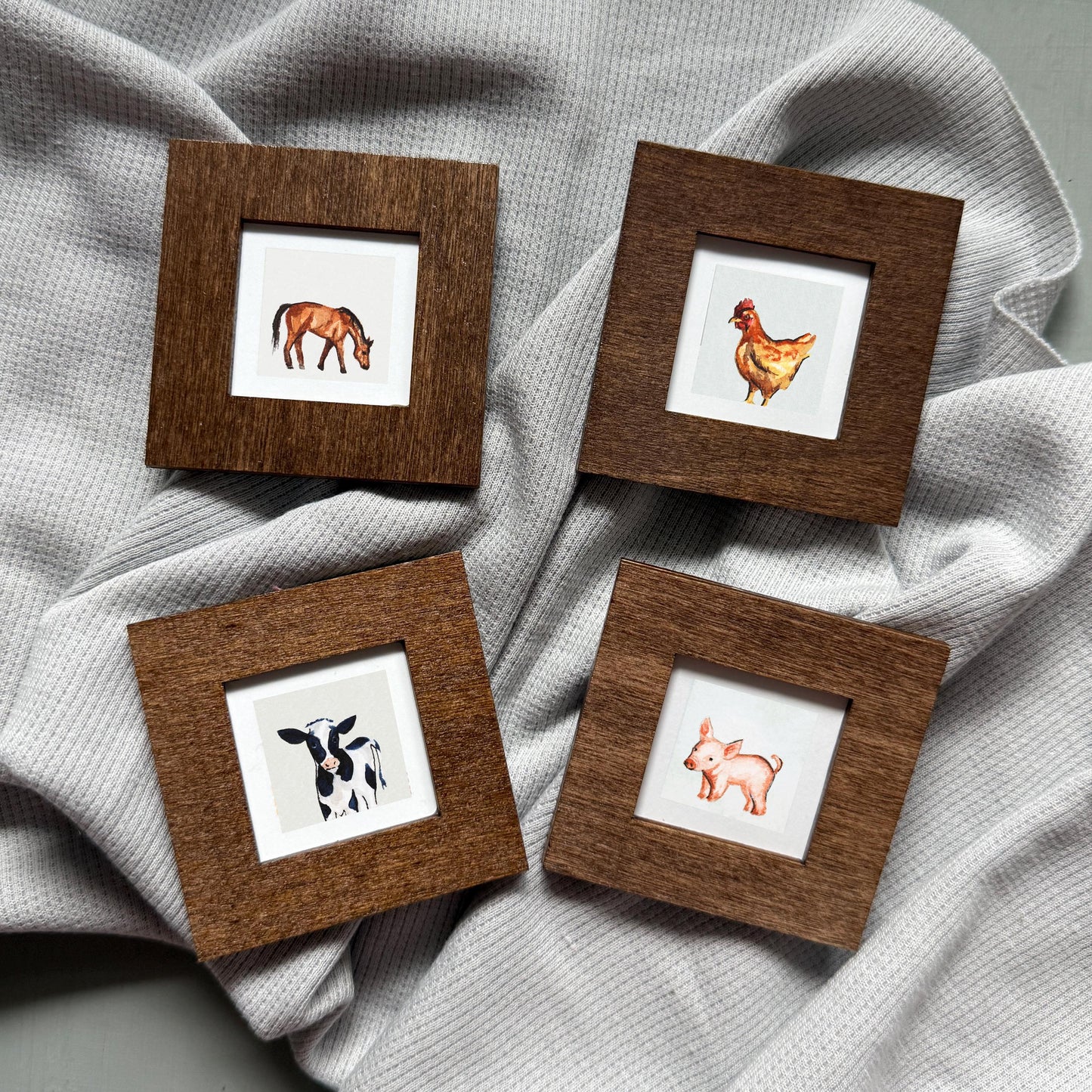 Set of 4 Tiny Farm Animal Prints