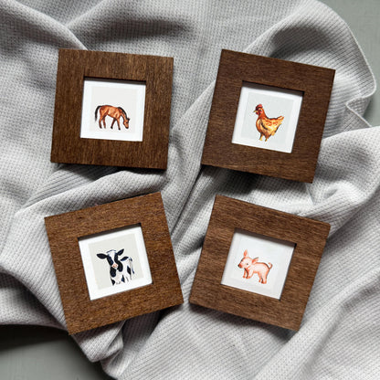 Set of 4 Tiny Farm Animal Prints