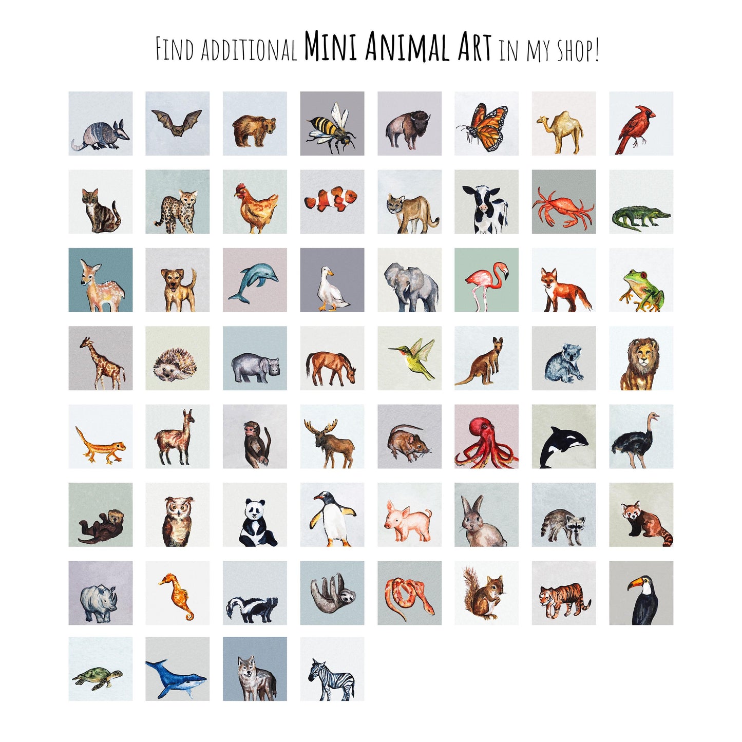 Set of 4 Tiny Farm Animal Prints