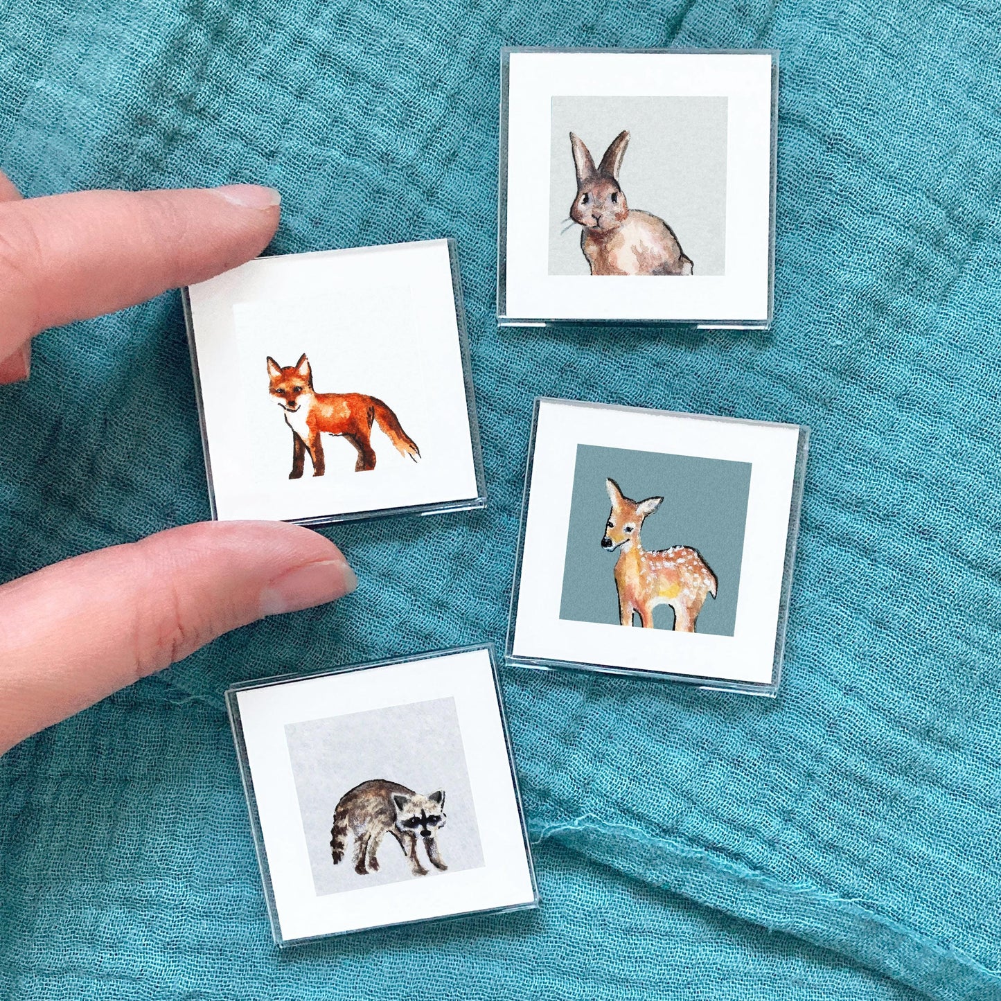 Set of 4 Tiny Woodland Animal Prints