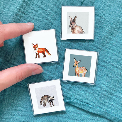 Set of 4 Tiny Woodland Animal Prints