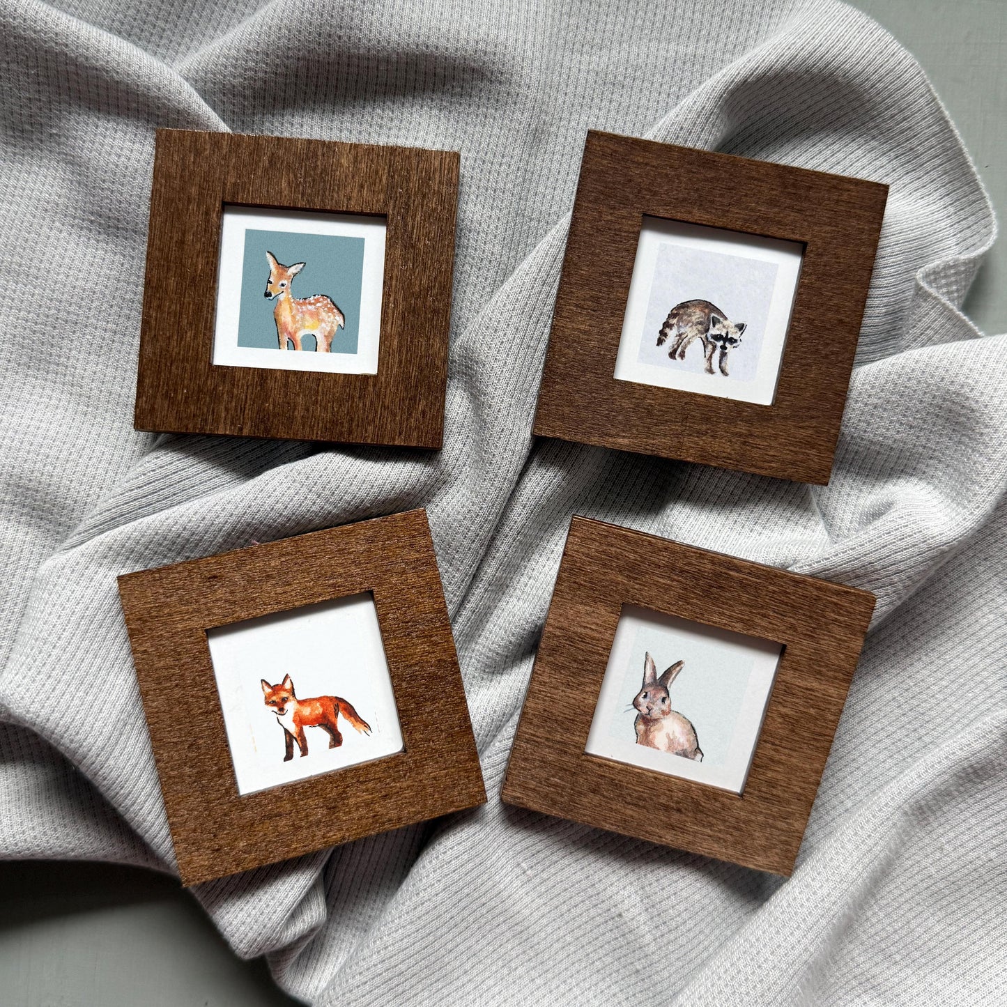 Set of 4 Tiny Woodland Animal Prints