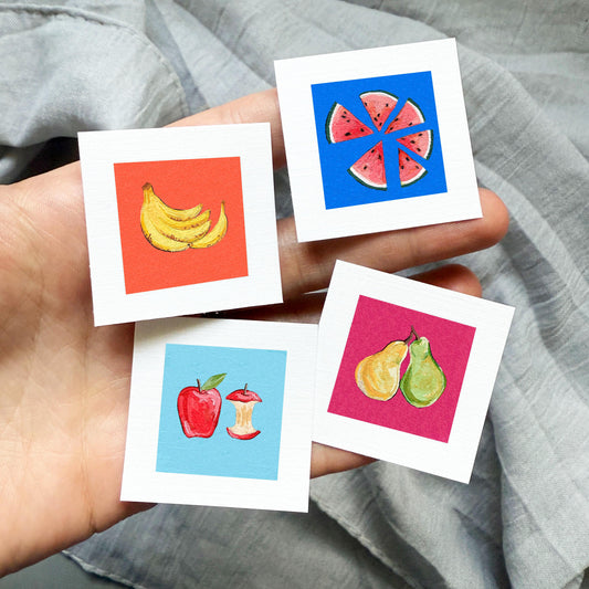 Set of 4 Tiny Fruit Food Prints