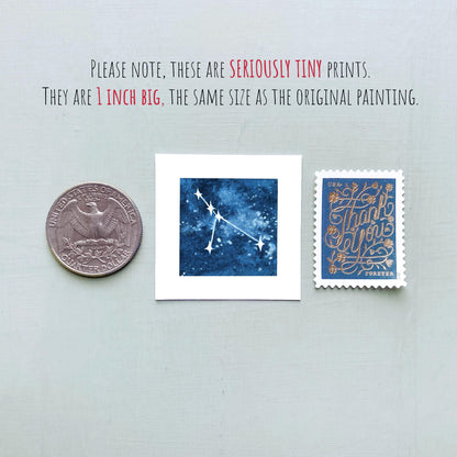 Mini 1" Zodiac Constellations Gouache Art PRINTS