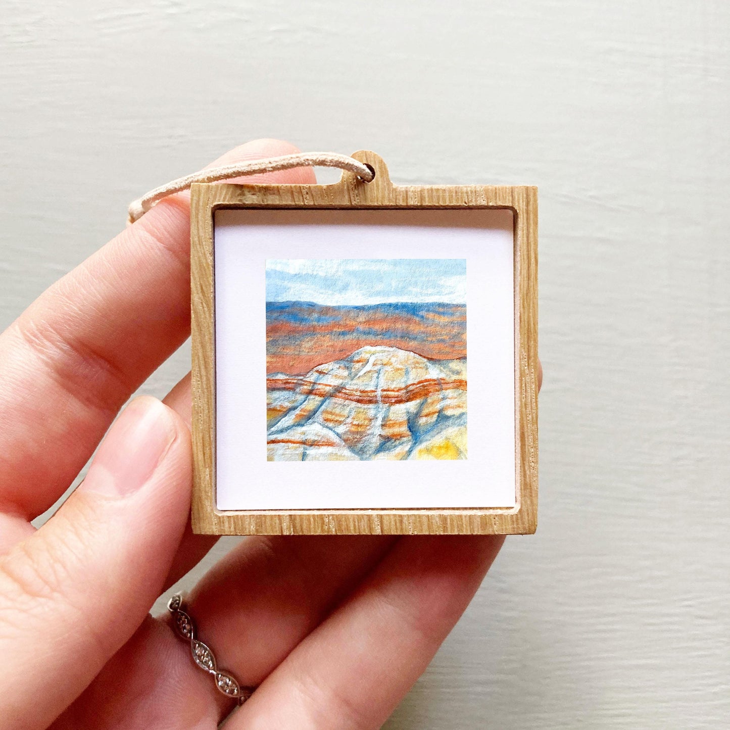 Mini 1" SD Badlands National Park South Dakota USA Roadtrip Tiny Gouache Art PRINT