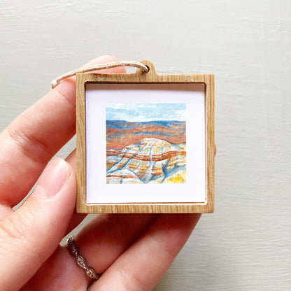 Mini 1" SD Badlands National Park South Dakota USA Roadtrip Tiny Gouache Art PRINT