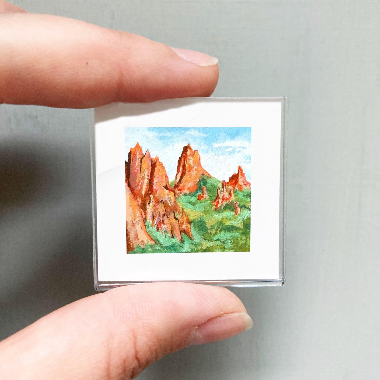 Mini 1" CO Garden of the Gods Colorado USA Roadtrip Tiny Gouache Art PRINT