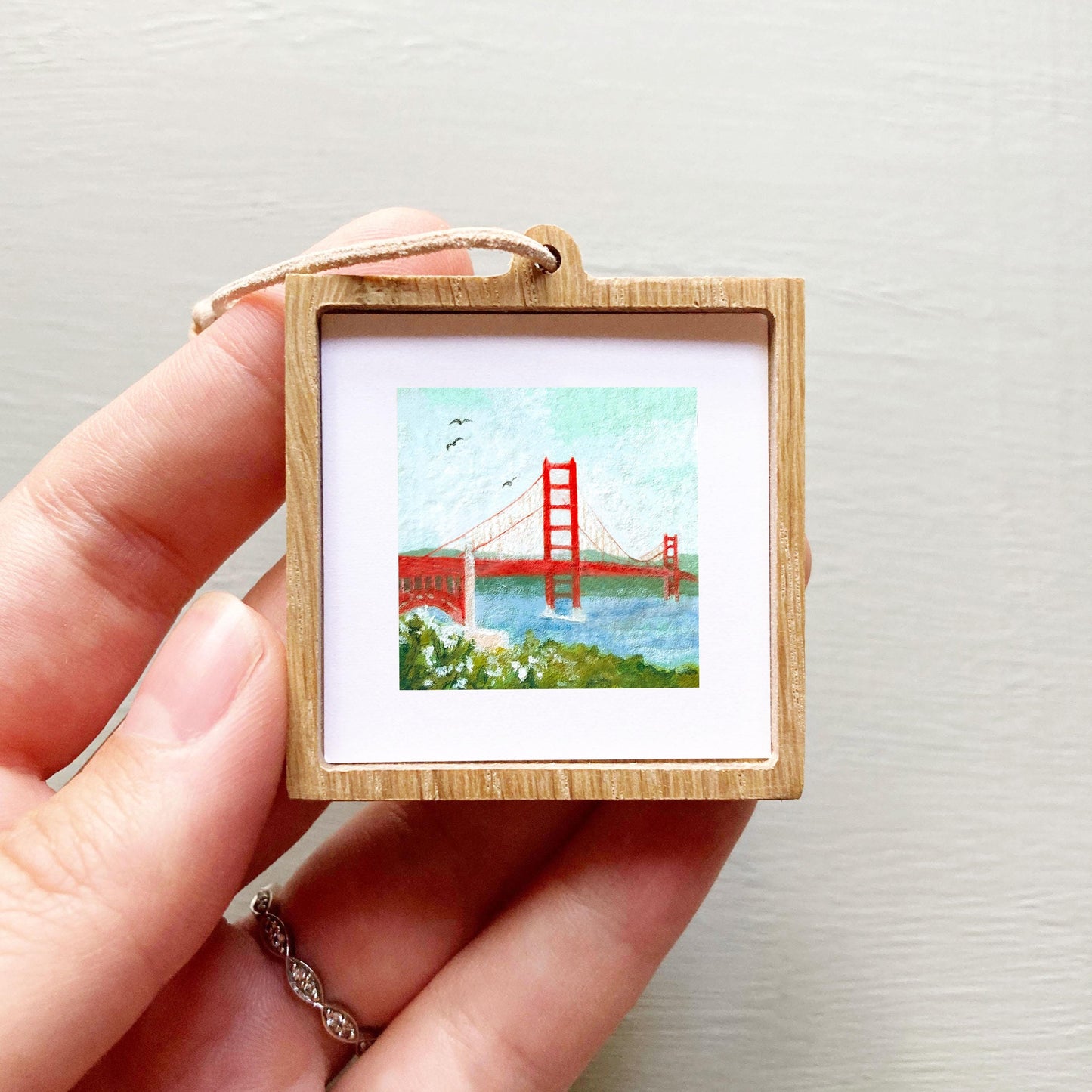 Mini 1" CA Golden Gate Bridge San Francisco USA Roadtrip Tiny Gouache Art PRINT