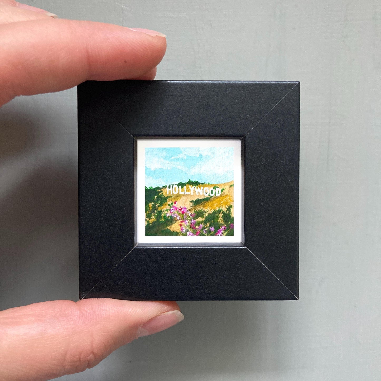 Mini 1" CA Hollywood California USA Roadtrip Tiny Gouache Art PRINT