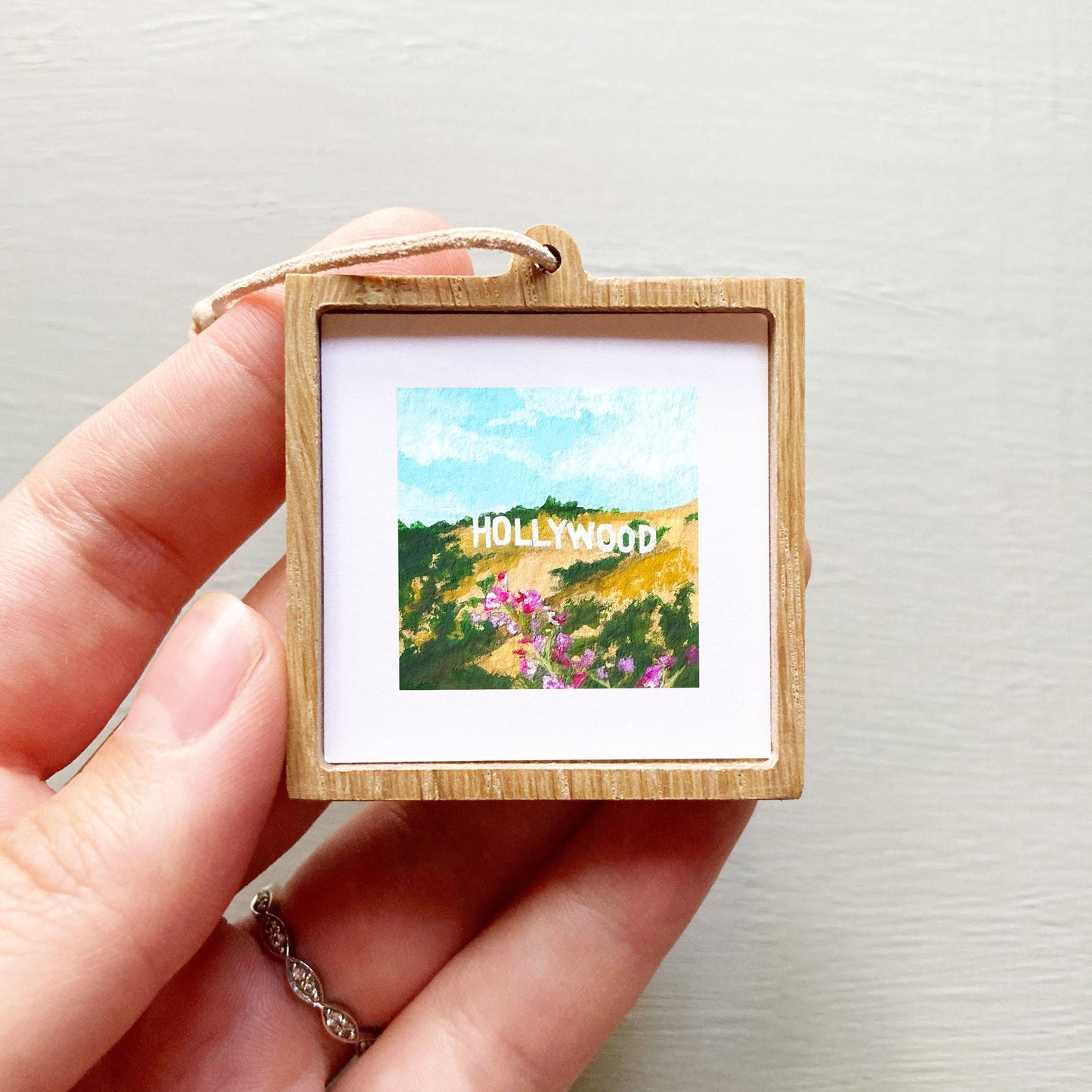Mini 1" CA Hollywood California USA Roadtrip Tiny Gouache Art PRINT