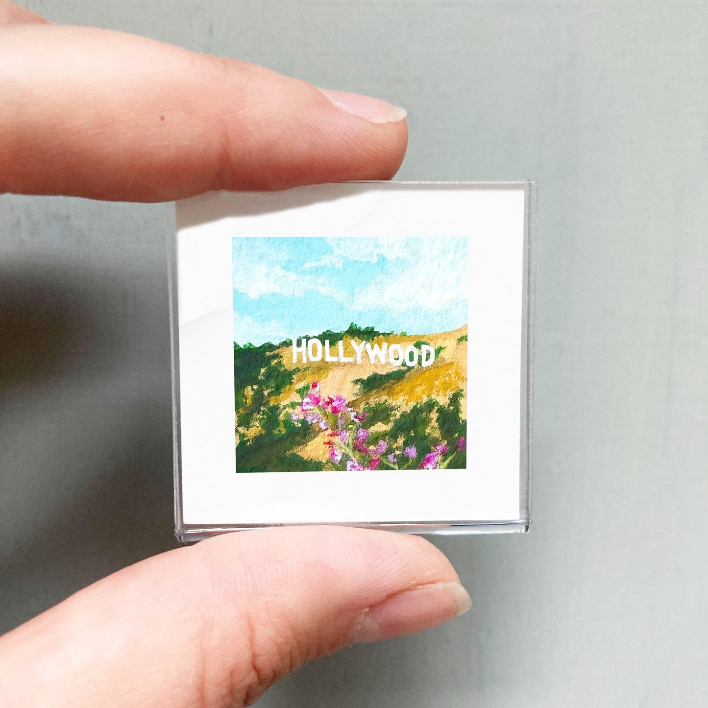 Mini 1" CA Hollywood California USA Roadtrip Tiny Gouache Art PRINT