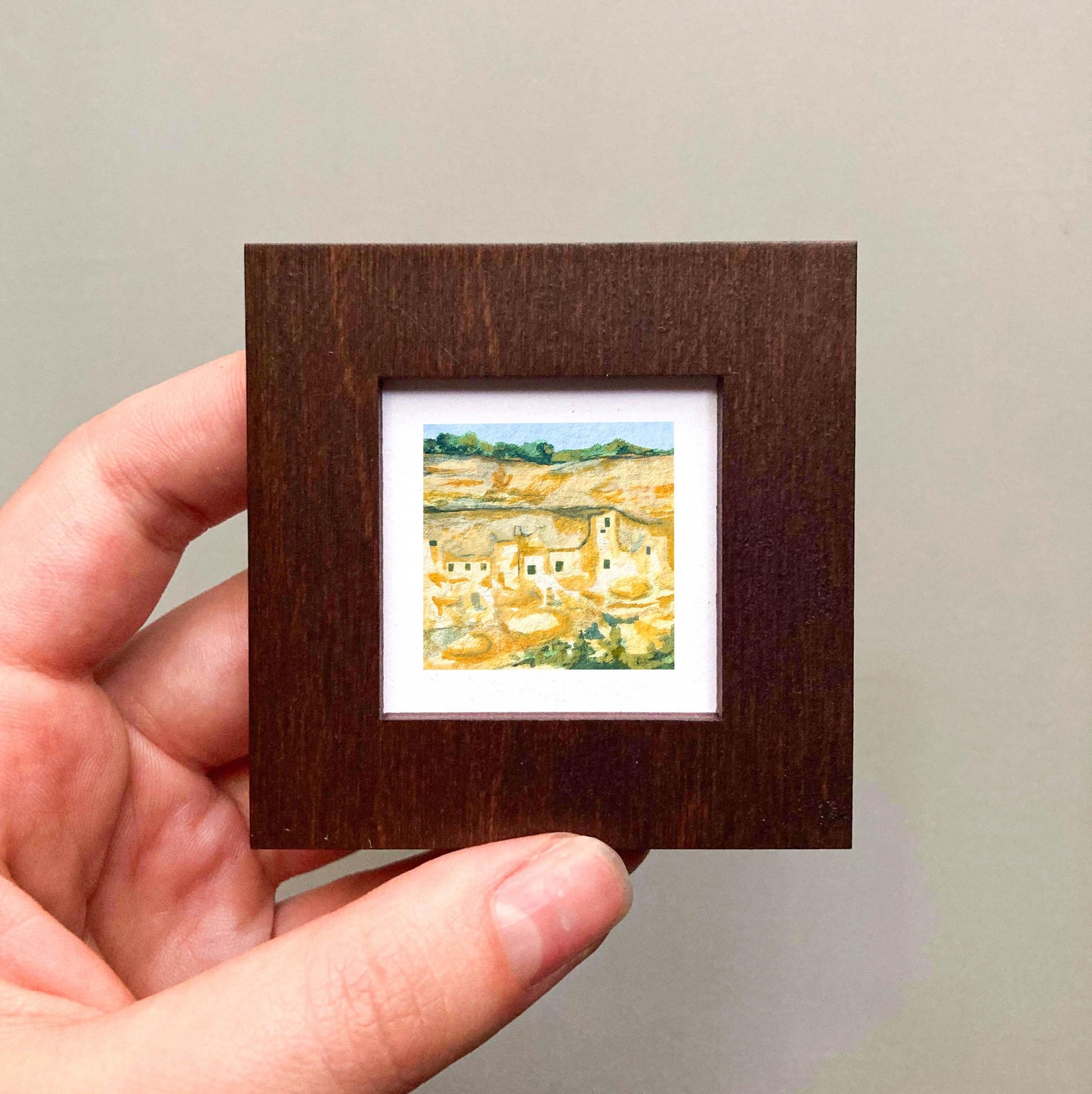 Mini 1" CO Mesa Verde National Park Colorado USA Roadtrip Tiny Gouache Art PRINT