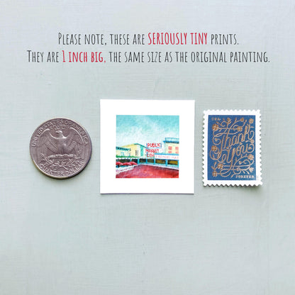 Mini 1" WA Pike Place Market Seattle WA USA Roadtrip Tiny Gouache Art PRINT