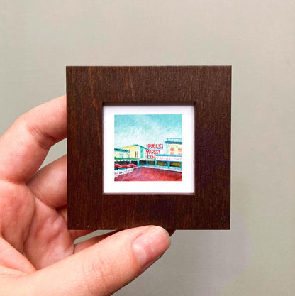Mini 1" WA Pike Place Market Seattle WA USA Roadtrip Tiny Gouache Art PRINT