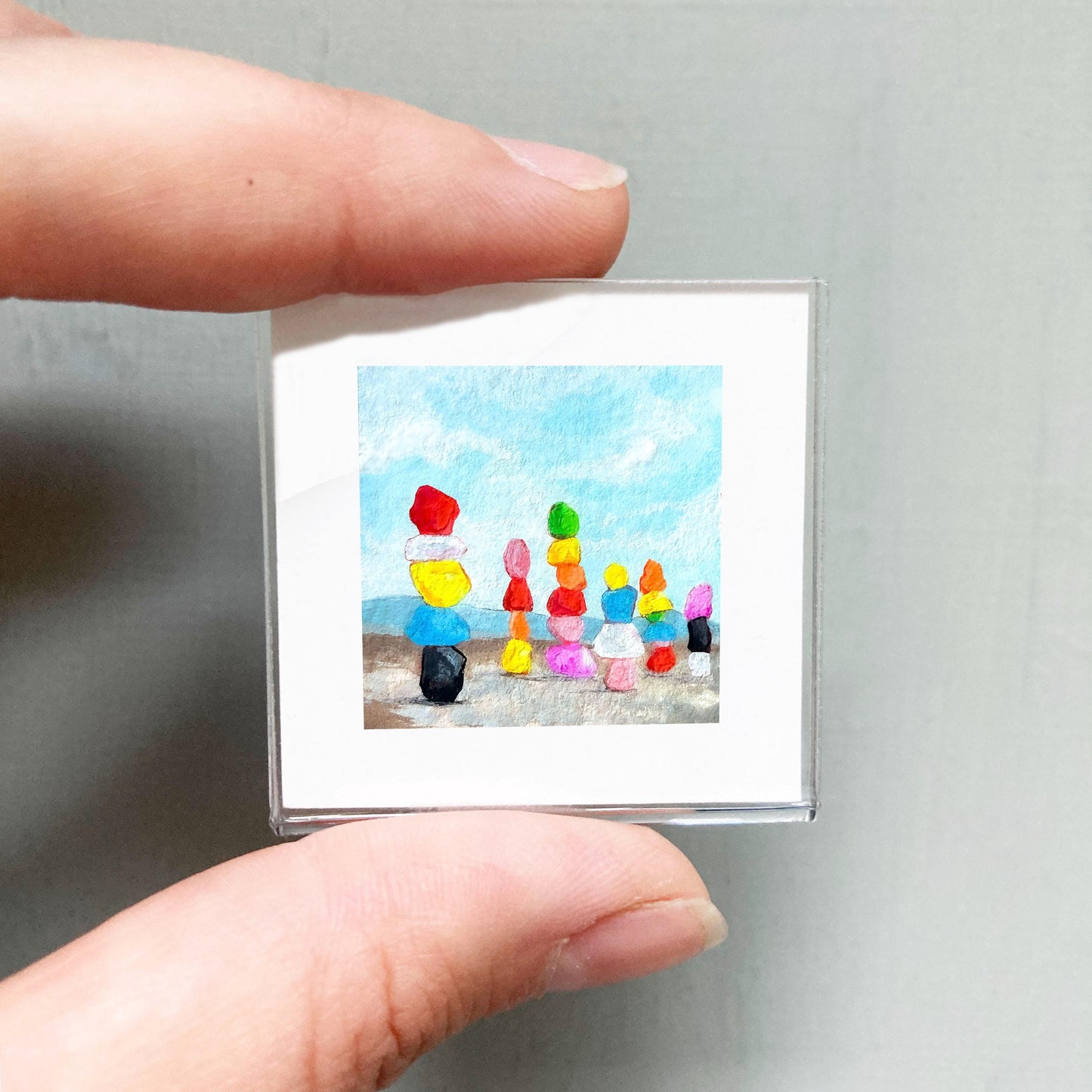 Mini 1" NV 7 Magic Mountains Nevada USA Roadtrip Tiny Gouache Art PRINT