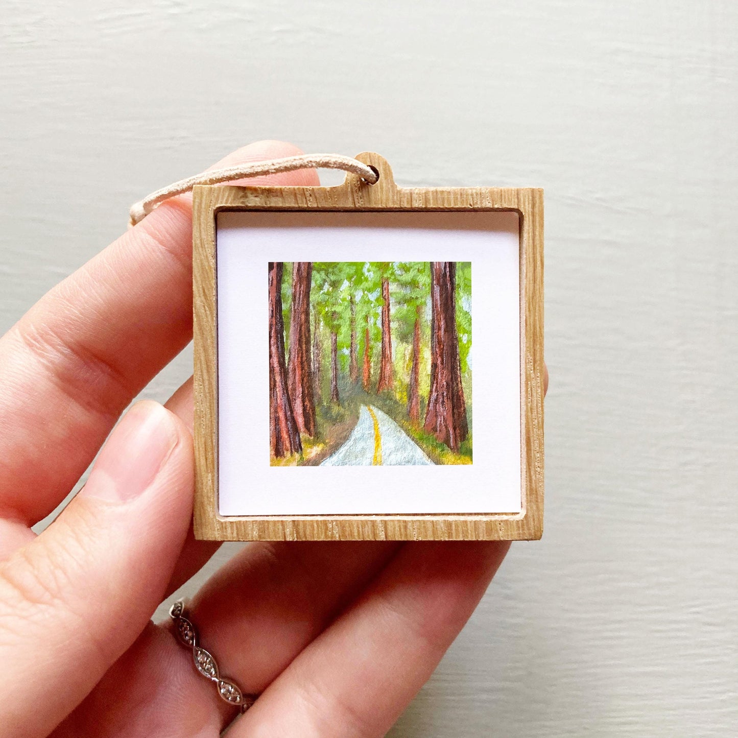 Mini 1" CA Redwoods National Park California USA Roadtrip Tiny Gouache Art PRINT