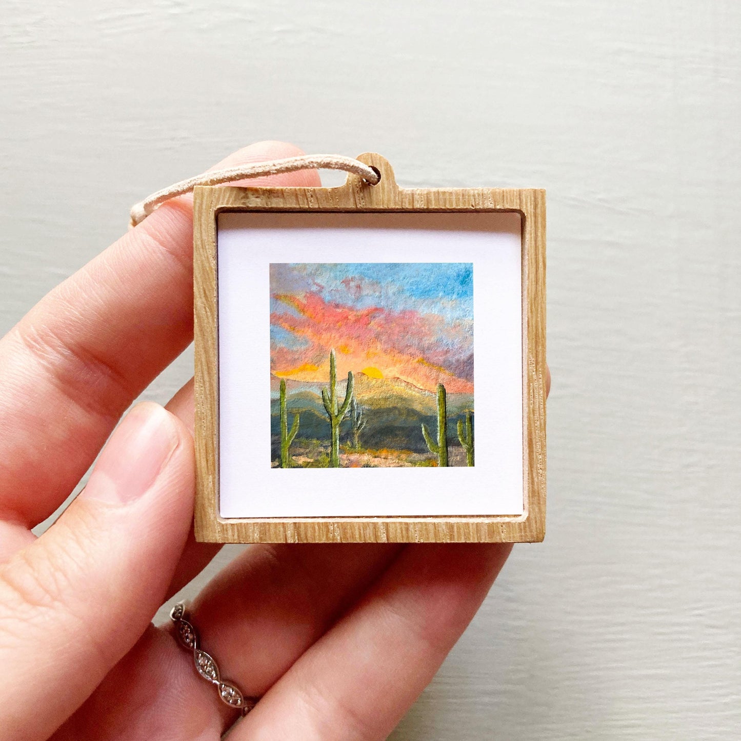 Mini 1" AZ Saguaro National Park Arizona USA Roadtrip Tiny Gouache Art PRINT