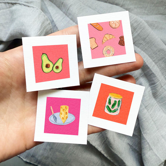 Set of 4 Tiny Food Prints