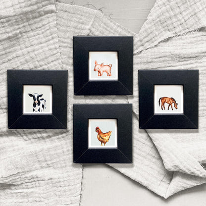 Set of 4 Tiny Farm Animal Prints