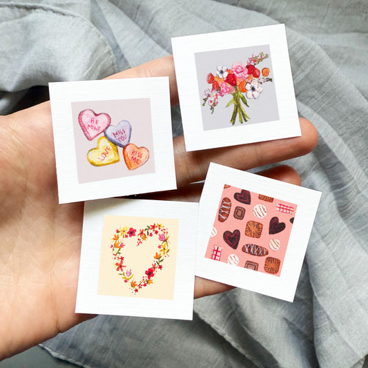 Set of 4 Tiny Valentine's Day Prints