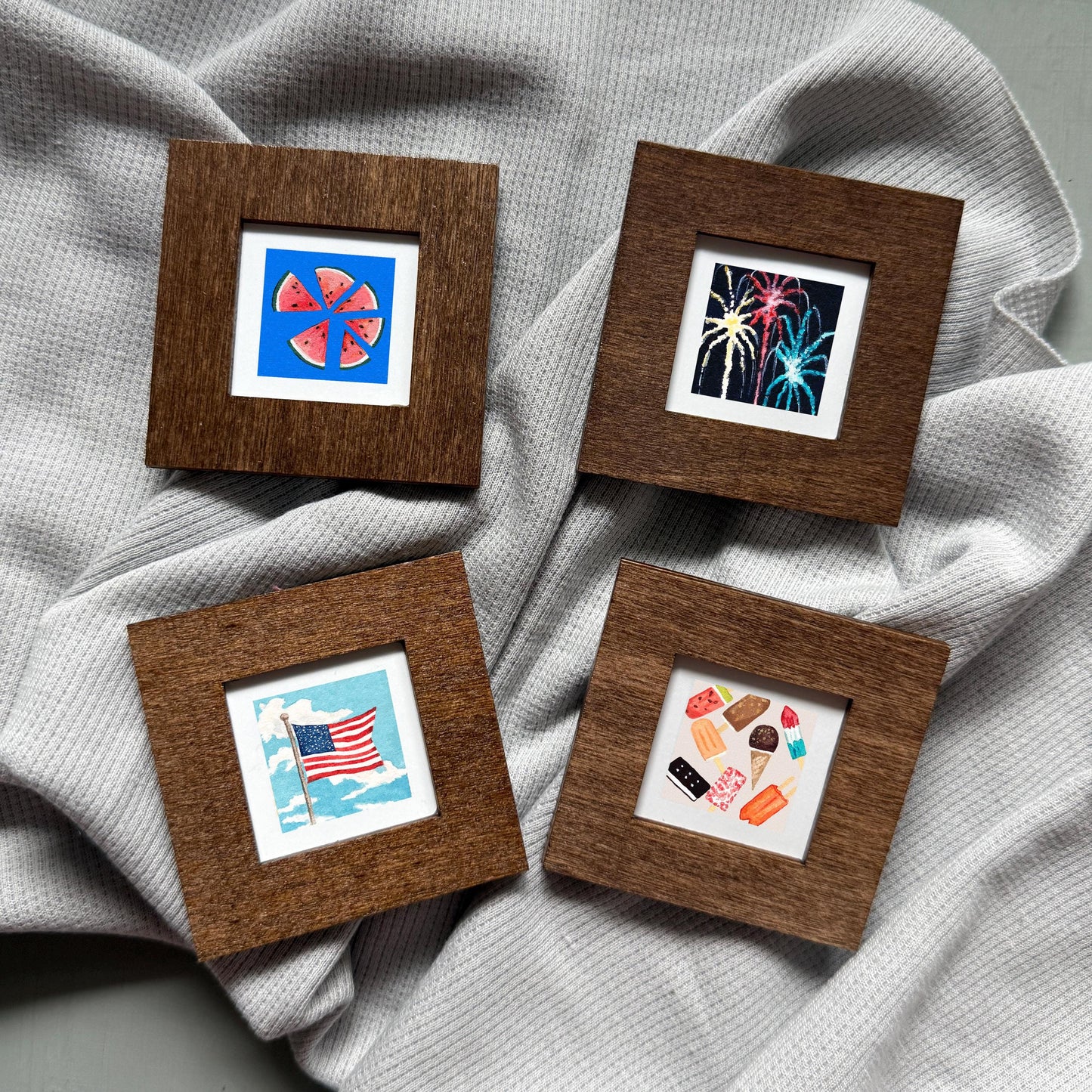 Set of 4 Tiny 4th of July America Prints