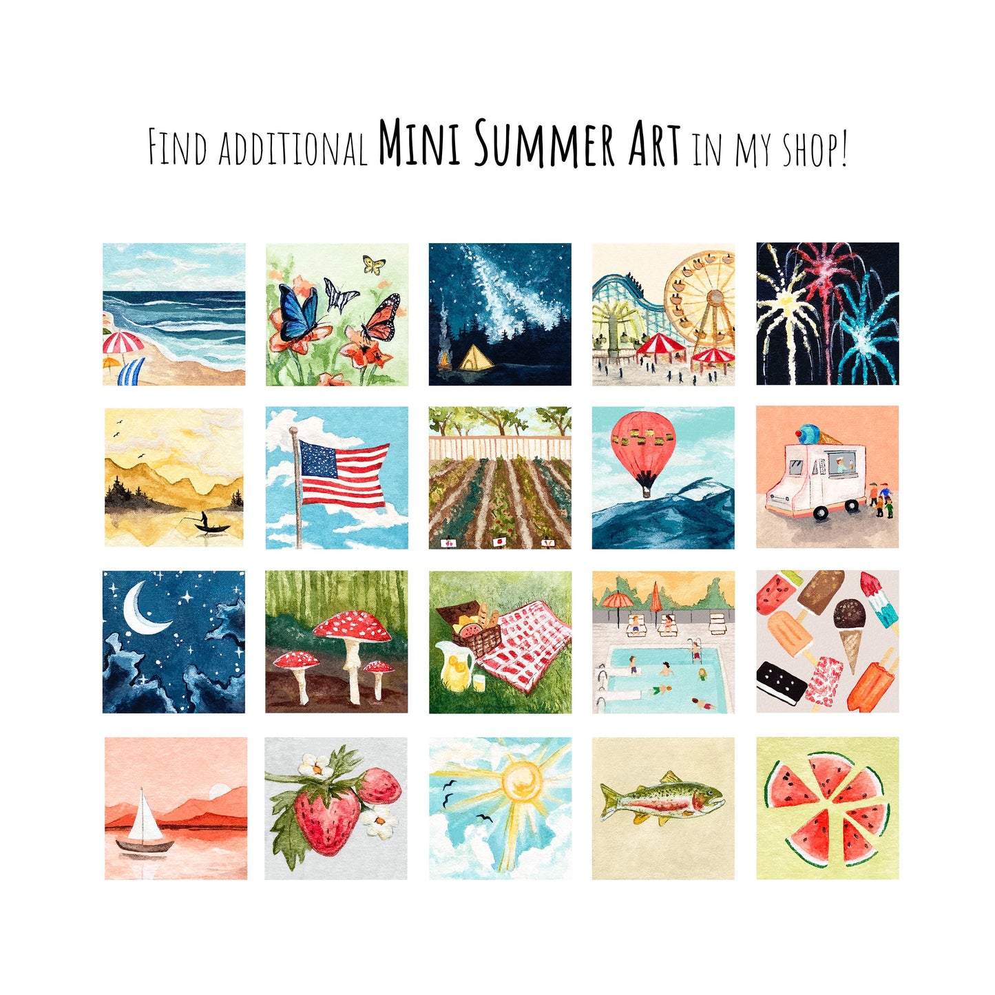Set of 4 Tiny 4th of July America Prints